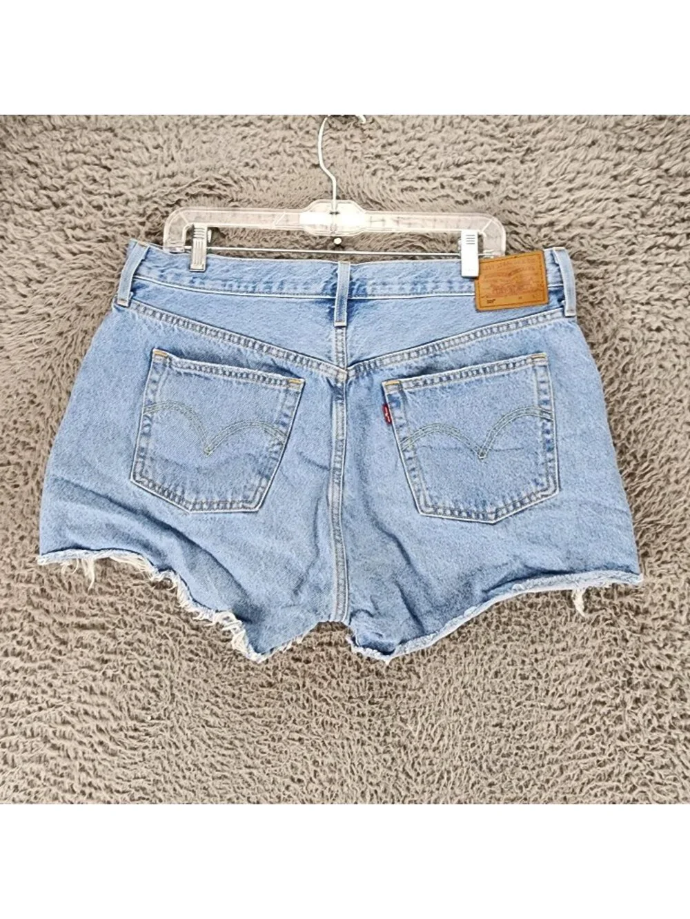 Levis Shorts Womens 34 Blue 501 Premium Big E Denim Button Fly Cutoff *Read*